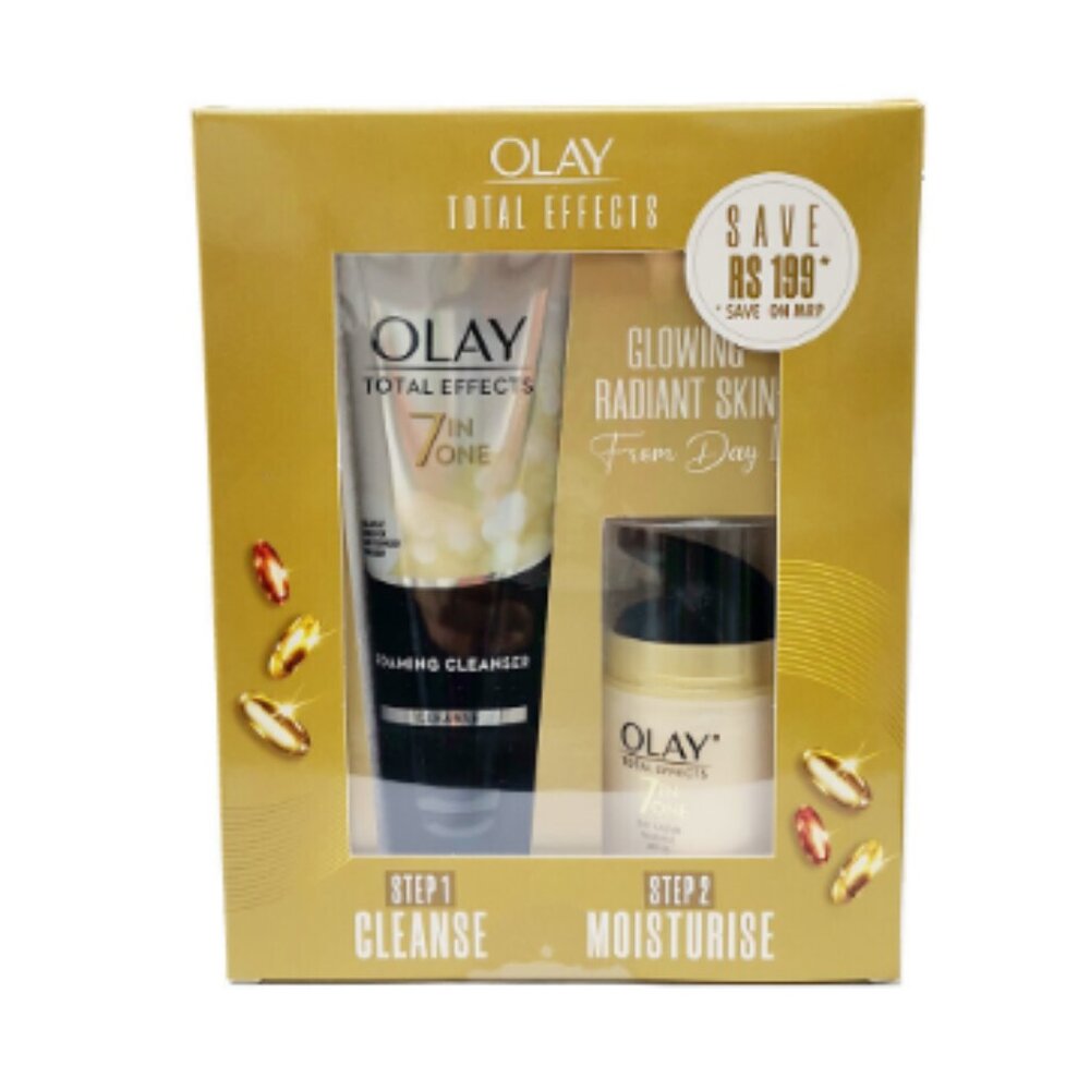Olay Total Effects Gift Set New in Box 7 in One Day Cream and Foaming Cleanser